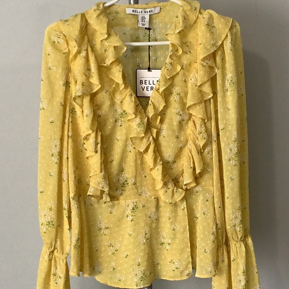 BELLE VERE Floral Ruffled Blouse (Medium)